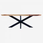 Massivholz Esstisch Baumkante Akazienholz 200 cm Konfigurierbar Seitenansicht Tisch und Tischbeine