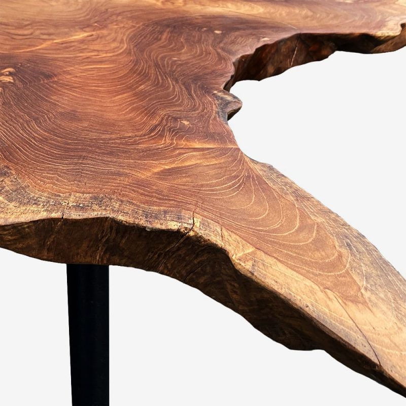 Couchtisch Baumscheibe Teak Massivholz Detailansicht