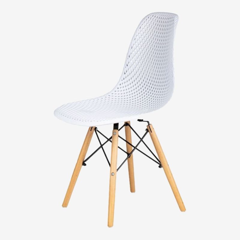 Esszimmerstuhl Stuhl Kunststoff Weiß Holz Chocky