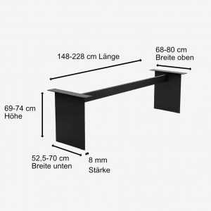 Tischgestell Stahlwange mit Maßangaben
